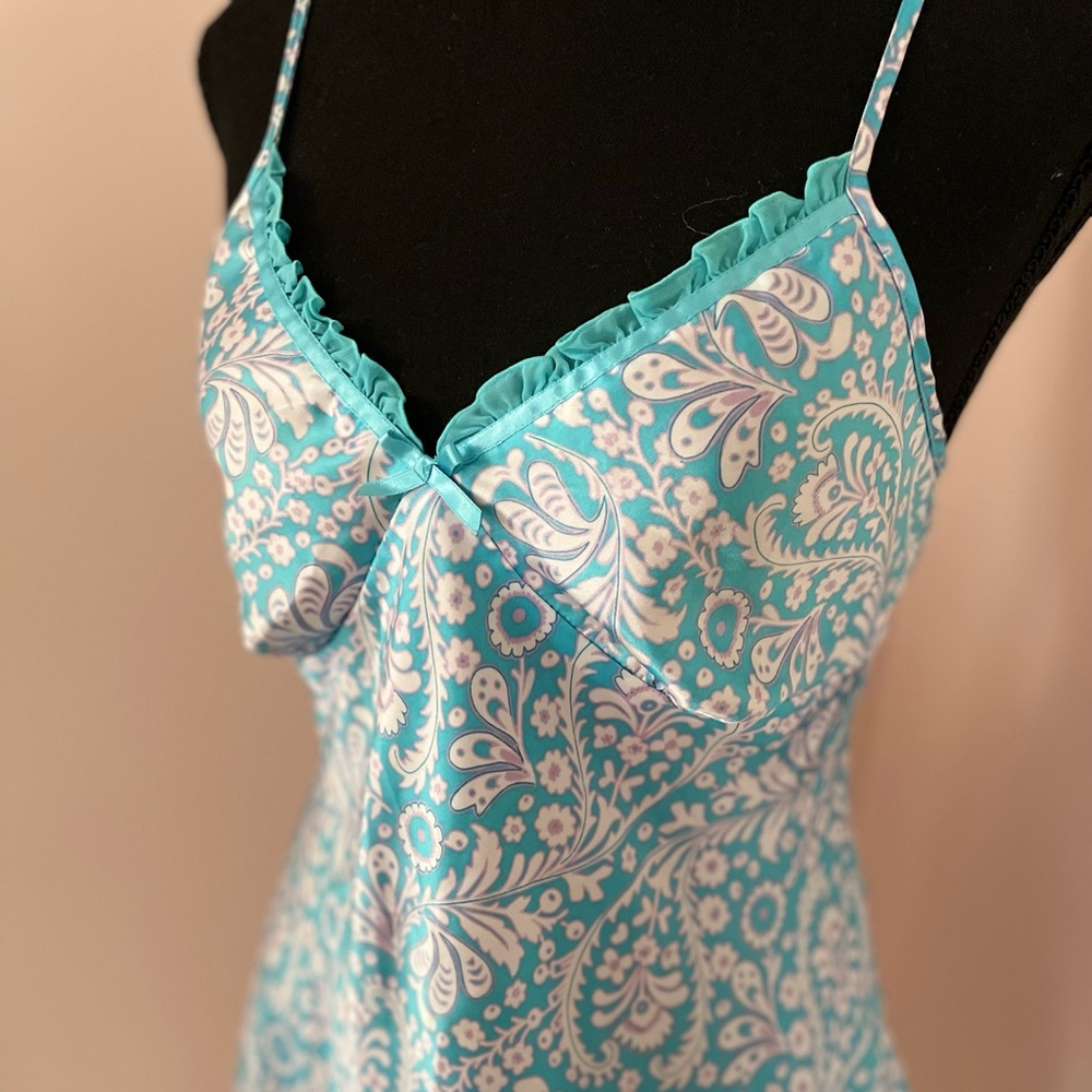 Floral design satin night gown